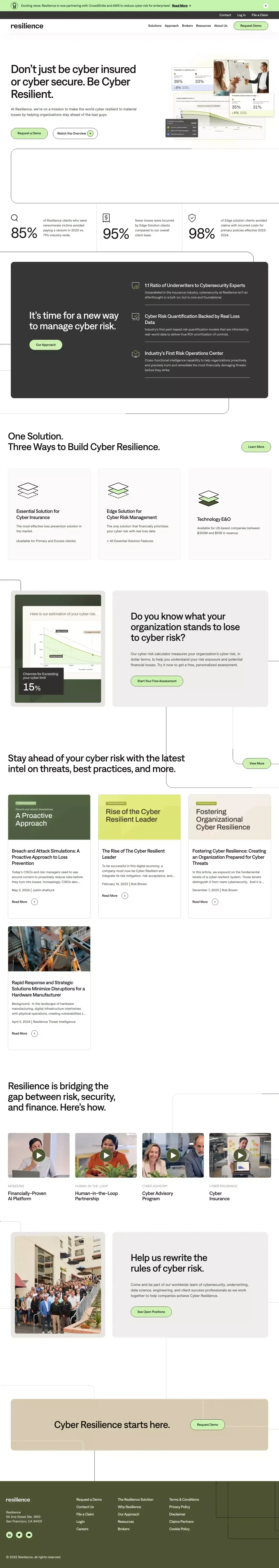 Cyber Security Risk Management I The Resilience Solution - Landing design