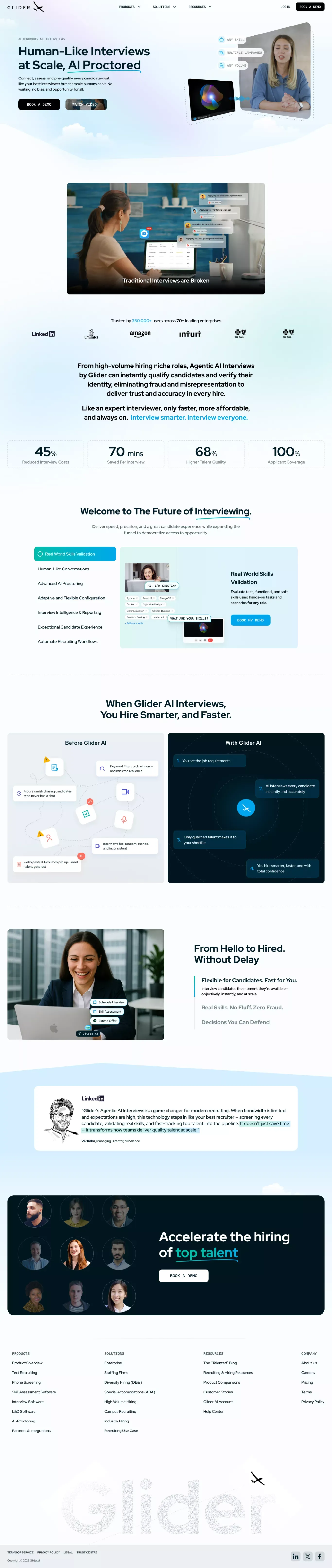 Discover Glider AI's Agentic AI Interviews - Landing design