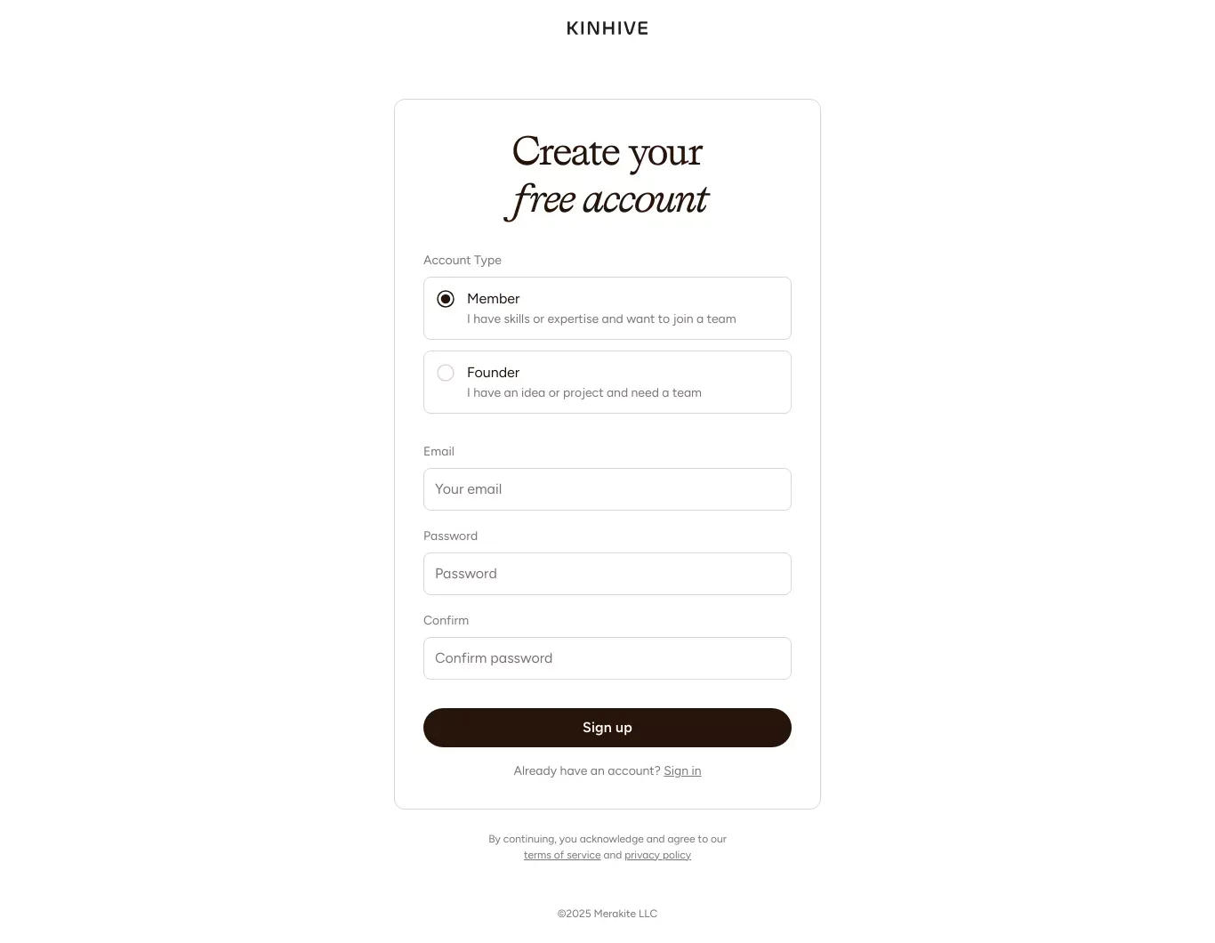 Sign Up | Kinhive - Sign Up design