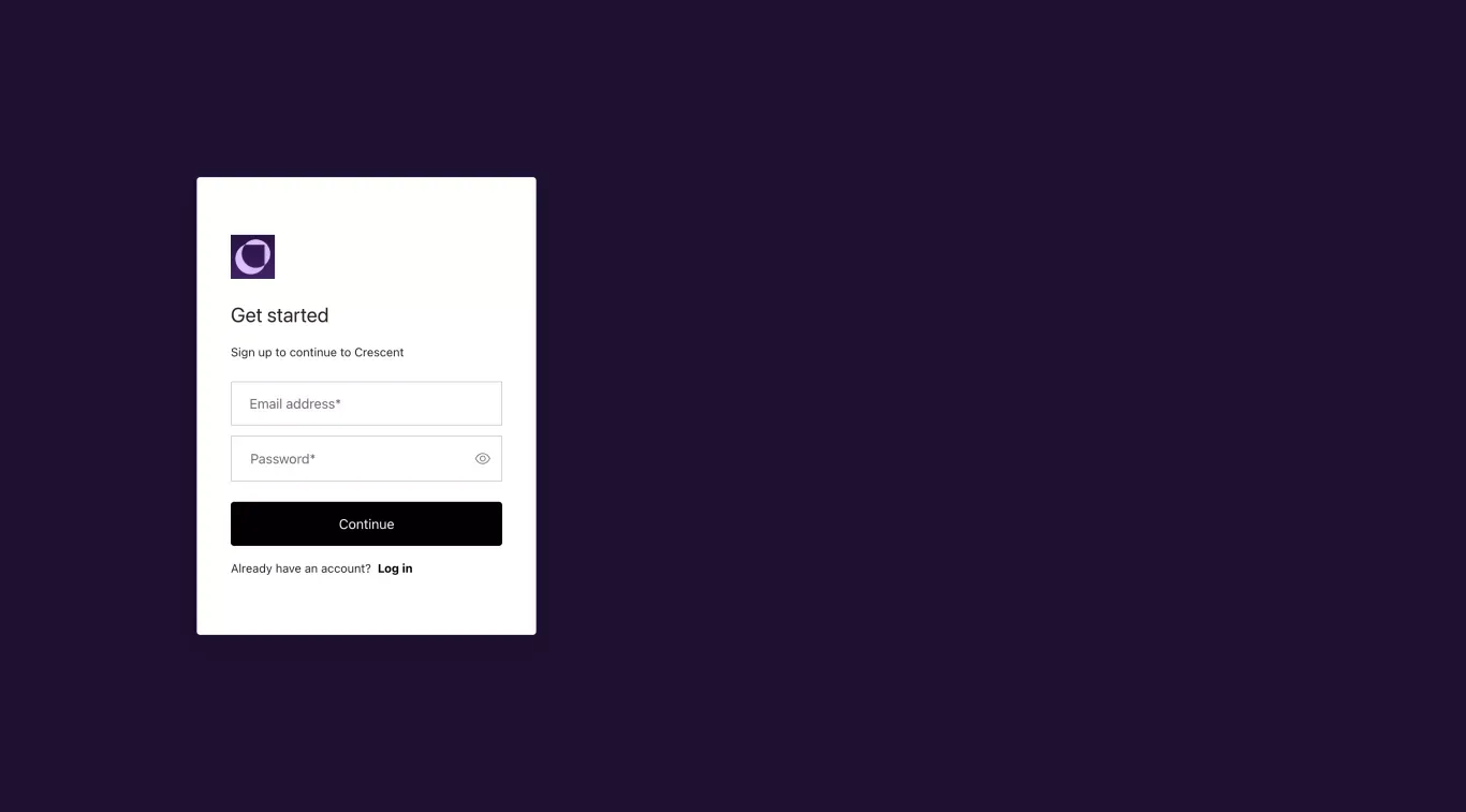 Crescent - Sign Up design