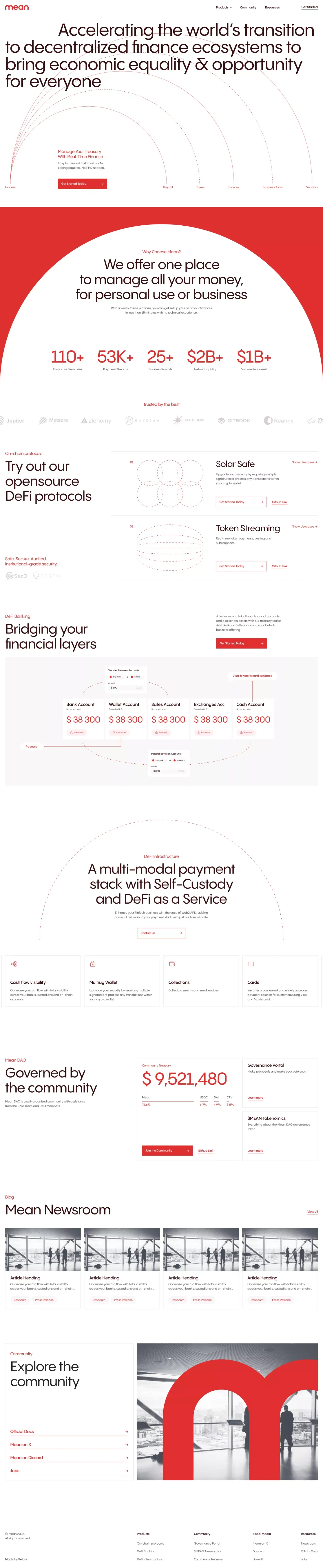 Mean Finance - Landing design