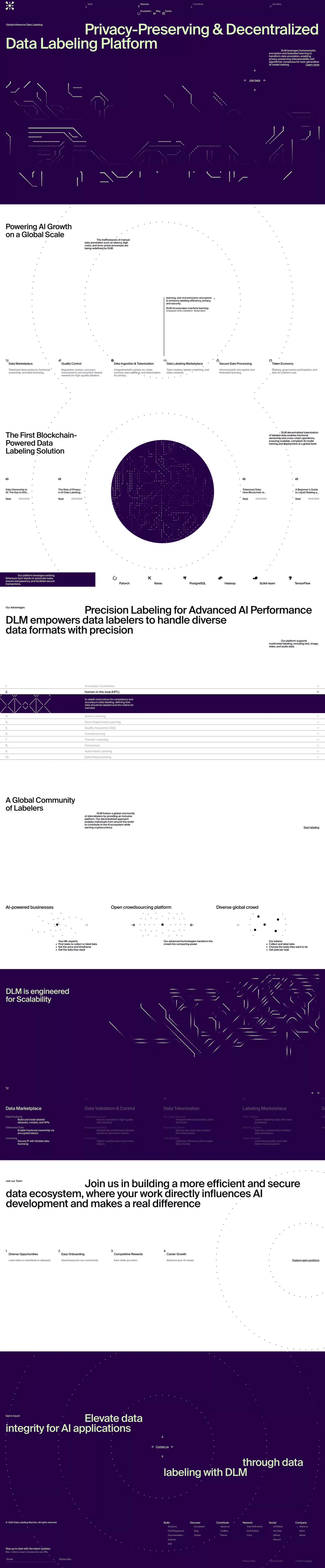 DLM | Privacy-Preserving & Decentralized Data Labeling Platform - Landing design