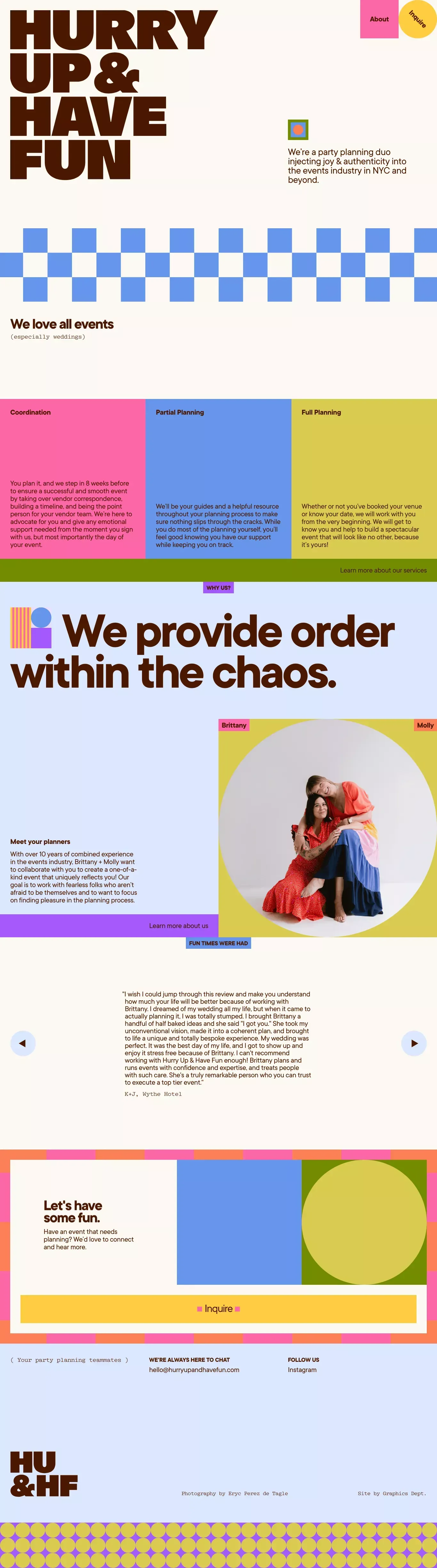 Hurry Up & Have Fun — Event Planning NYC - Portfolio design