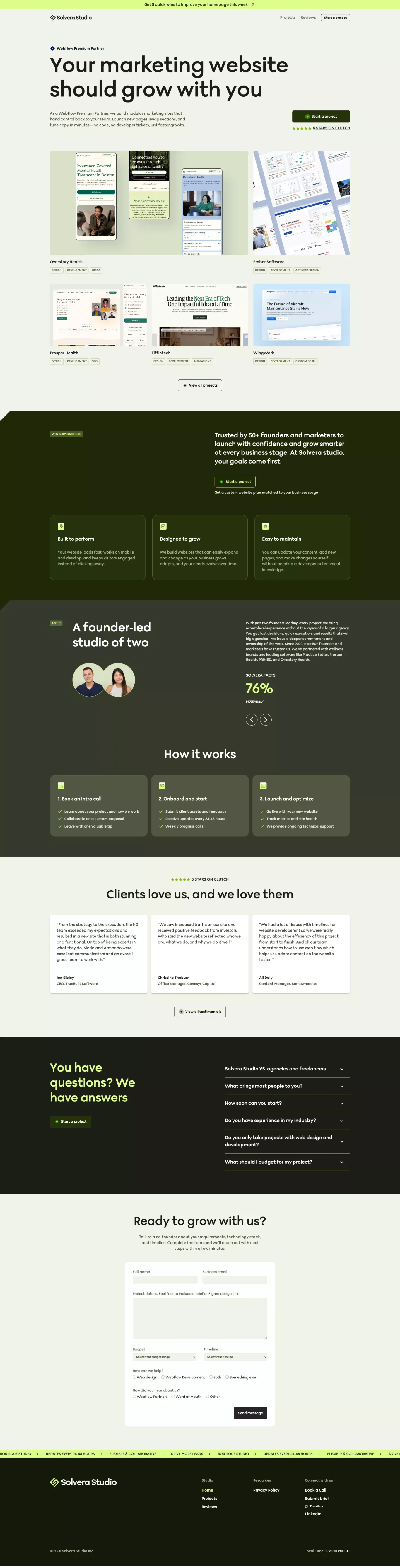 Webflow Premium Partner | Expert Website Design & Development Agency | Solvera Studio - Portfolio design