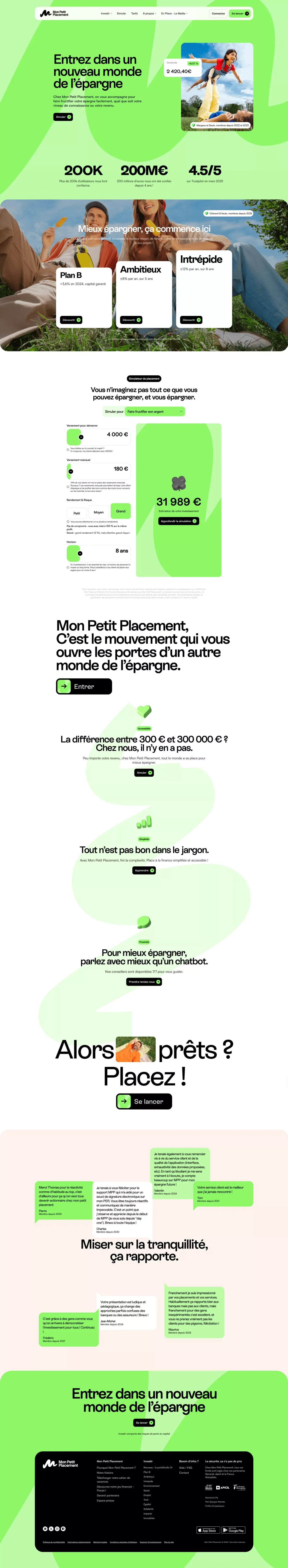 Entrez dans un nouveau monde de l’épargne ! | Mon Petit Placement - Landing design