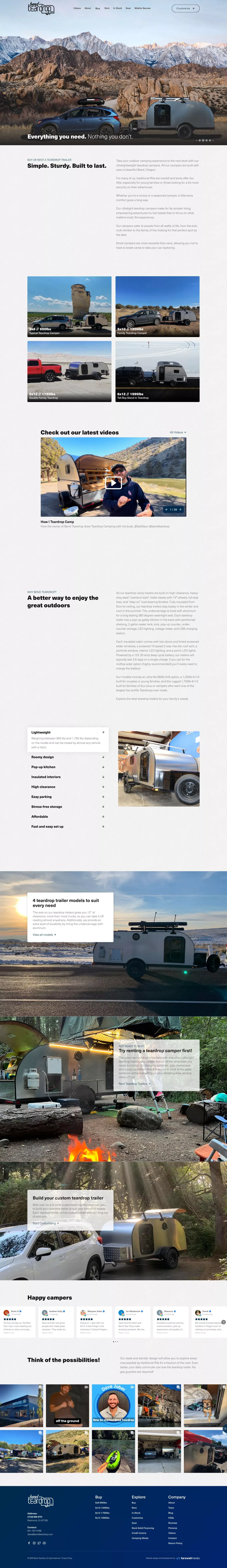 Bend Teardrop Camping Trailers - Landing design