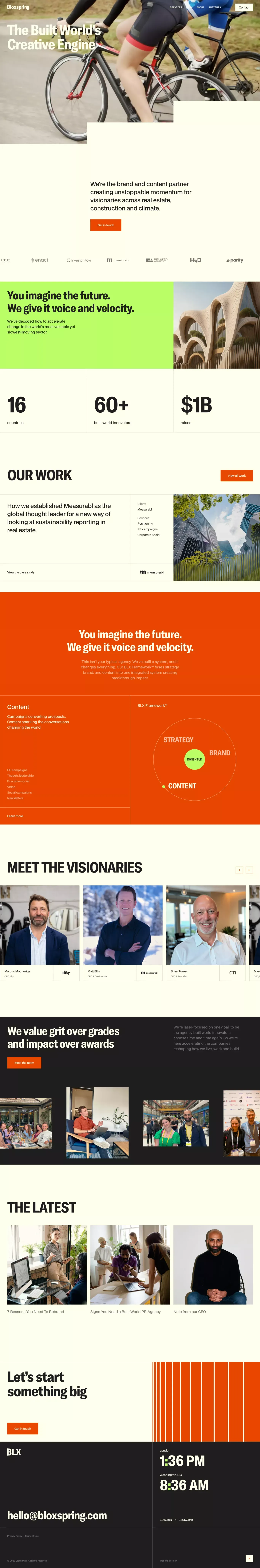 Global Brand & Content Agency for Built World Innovators | Bloxspring - Landing design
