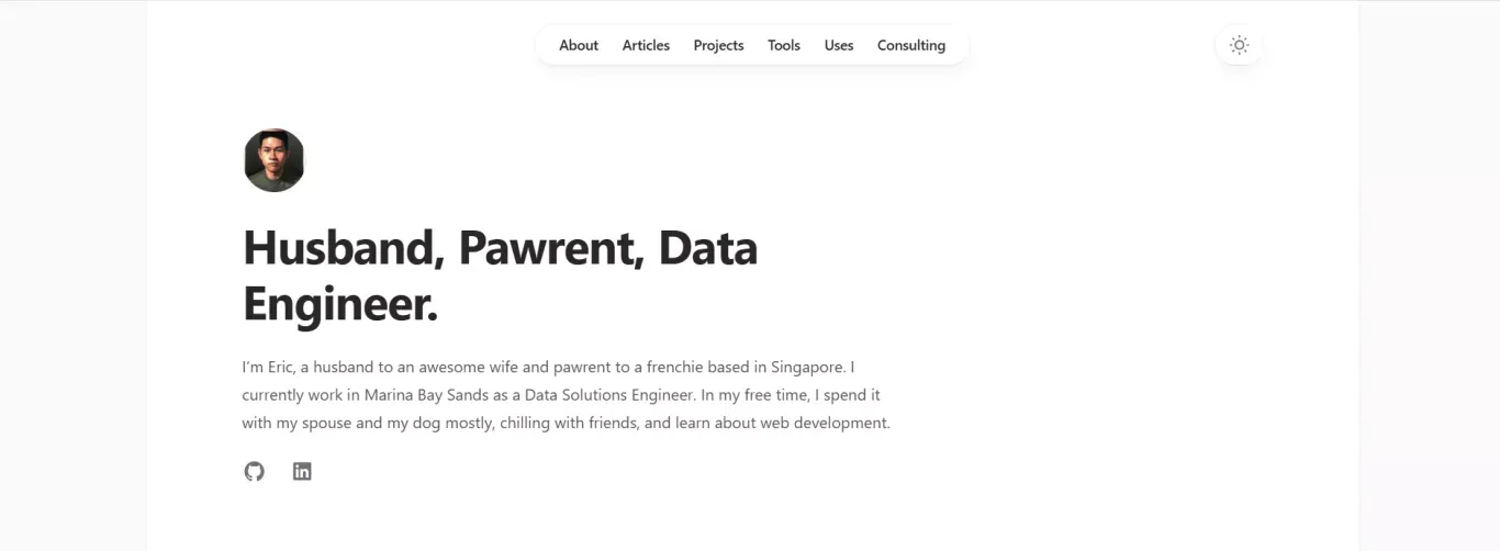 Husband, Pawrent, Data Engineer - Blog design