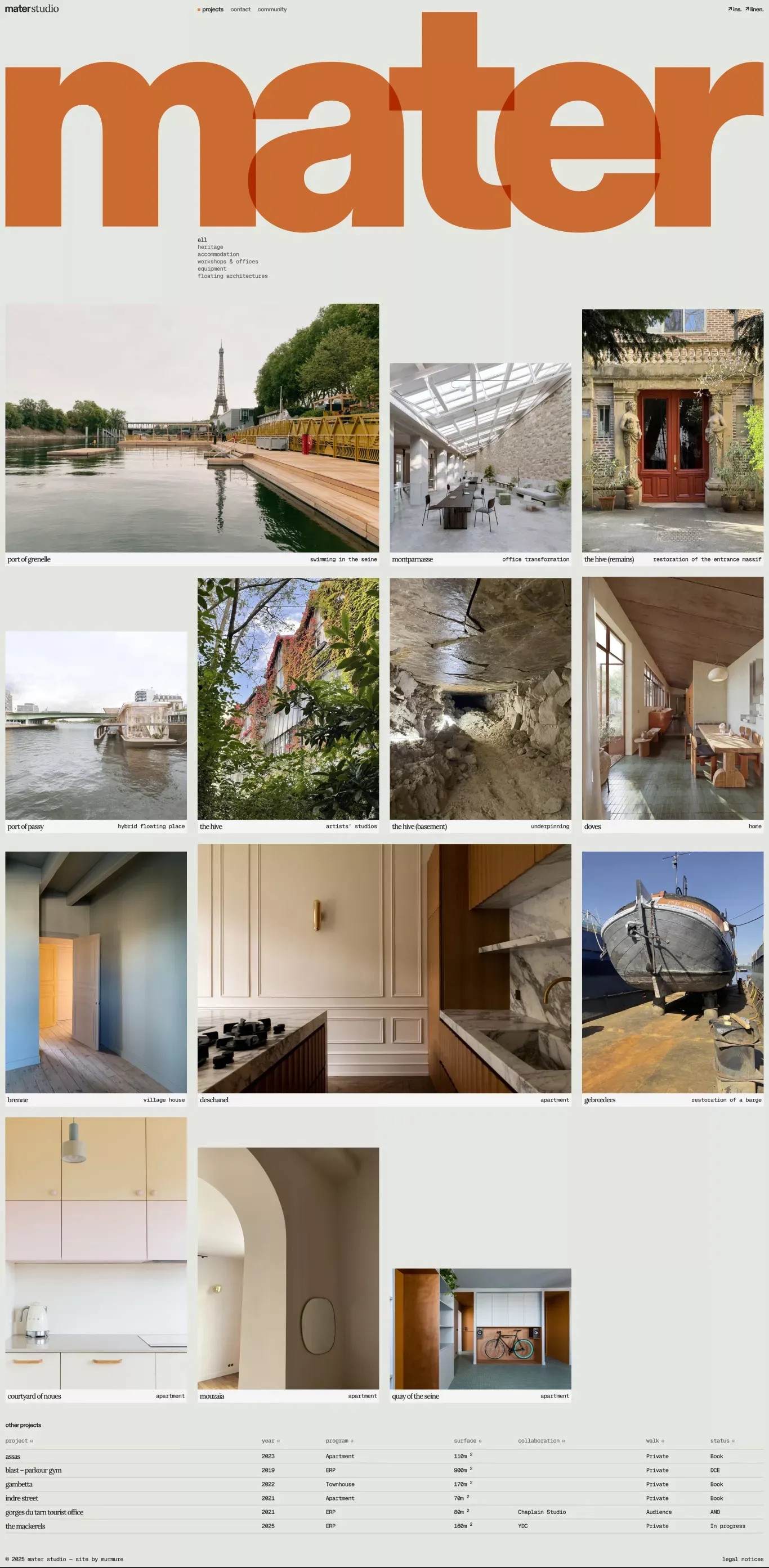Mater Studio - Bienvenue - Portfolio design