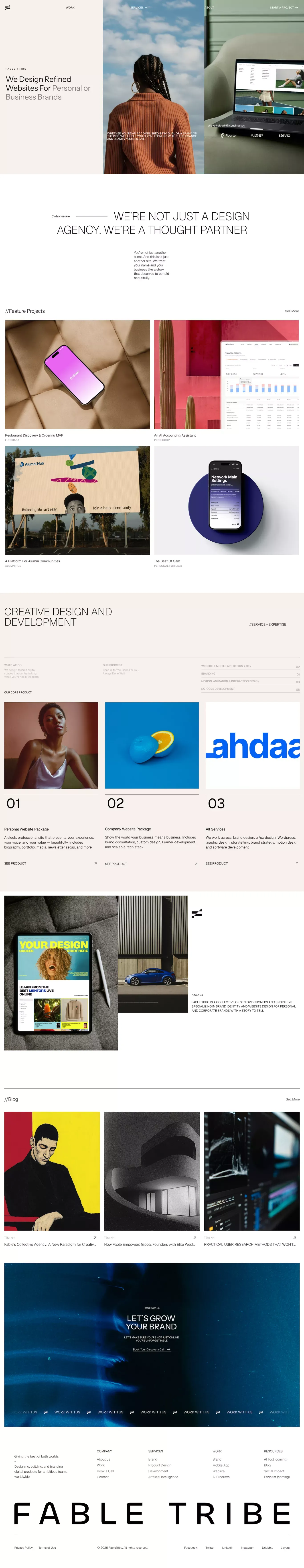 Fable Tribe - A fullâservice digital product studio - Portfolio design