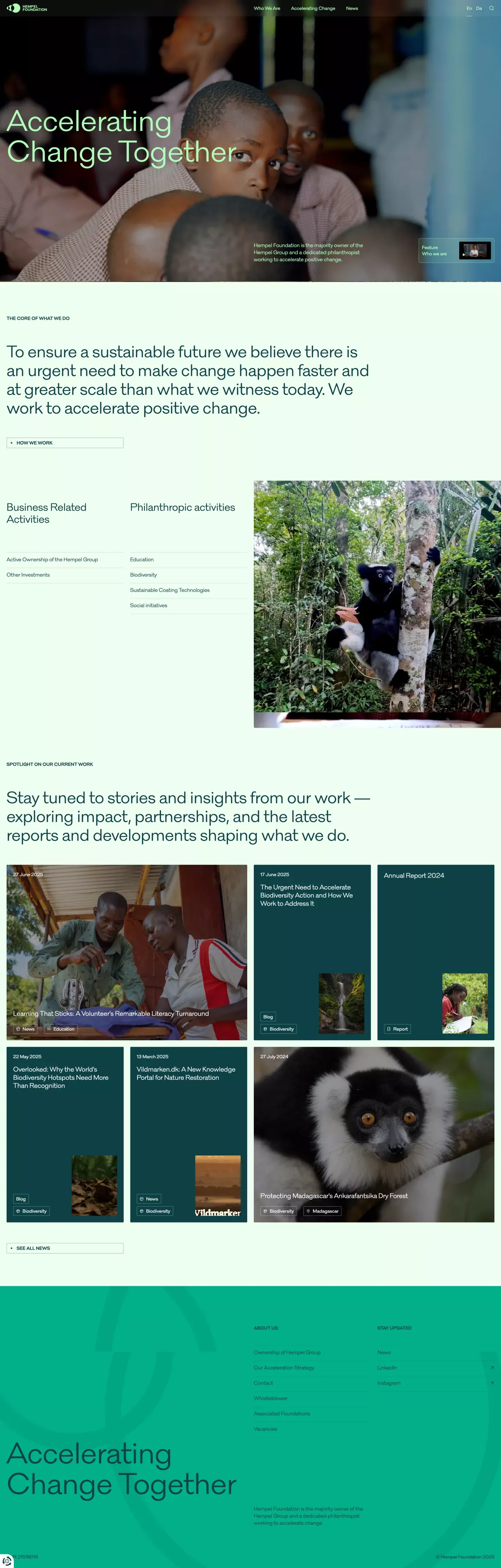 Hempel Foundation | Accelerating Change Together | Hempel Foundation - Landing design