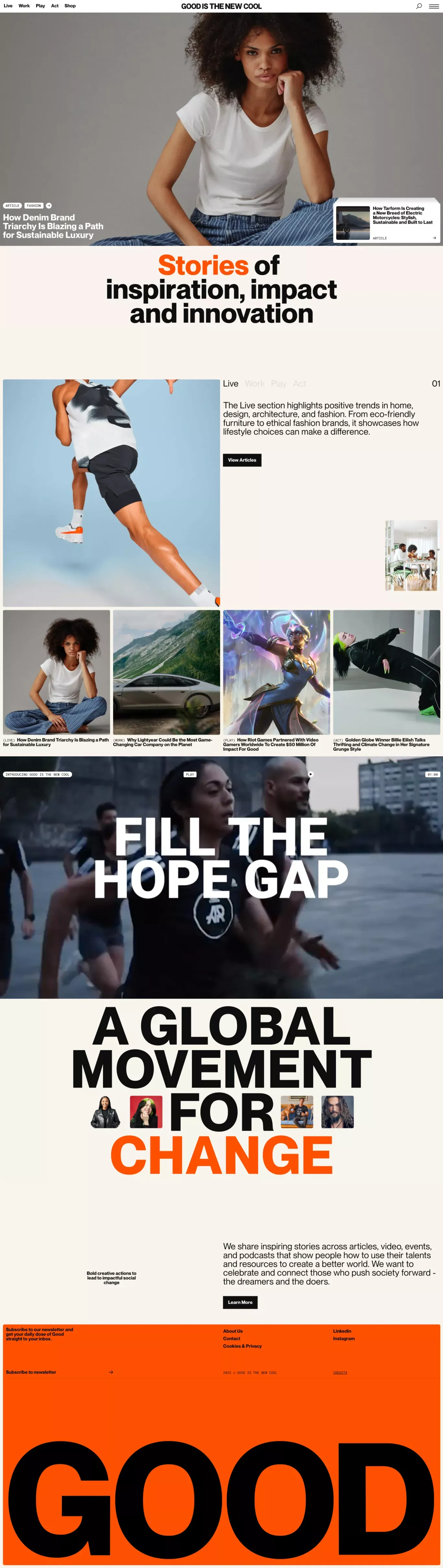 Good is the new Cool | Stories of inspiration, innovation, and impact - Portfolio design