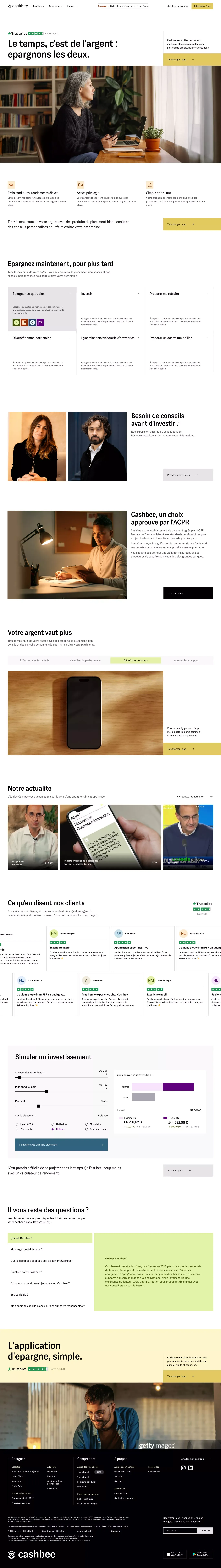 Cashbee — Les meilleurs placements, dans votre poche - Landing design