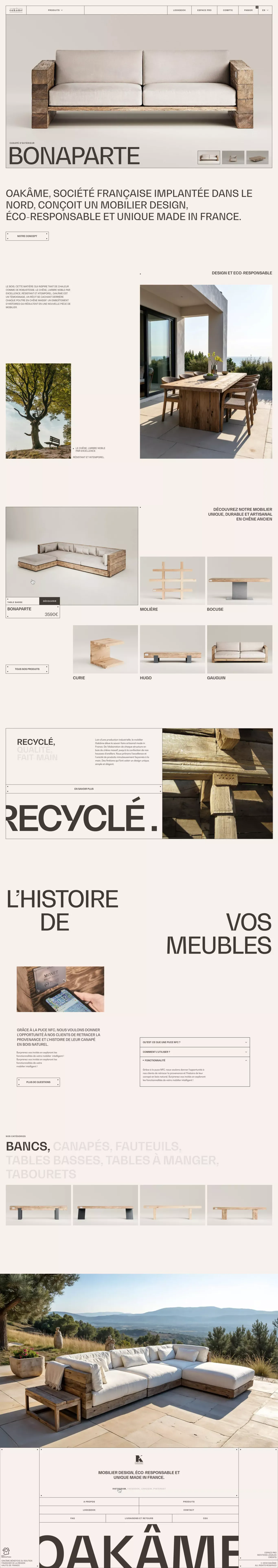 Accueil | Oakâme | Mobilier unique, durable et artisanal - Ecommerce design