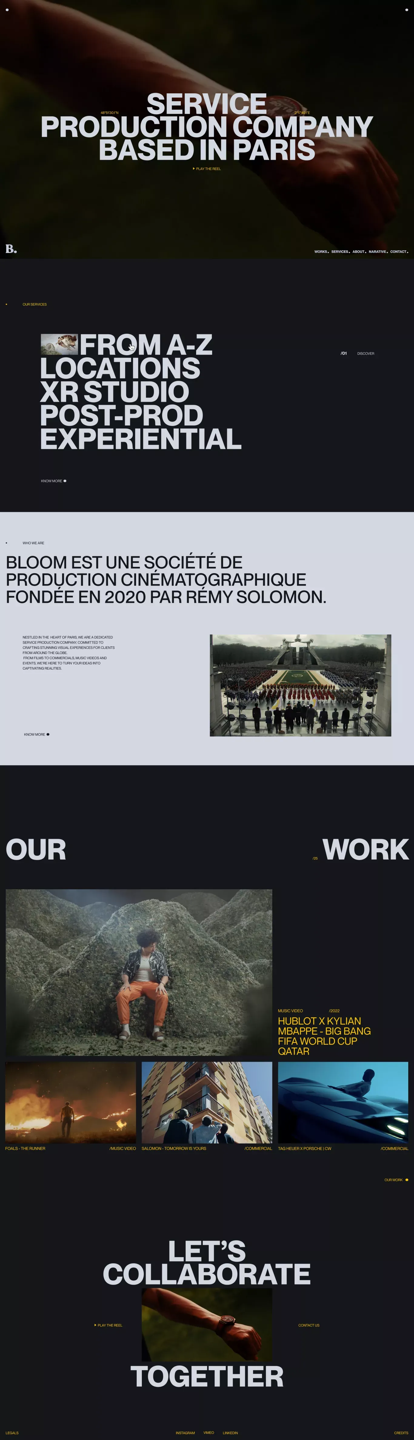 BLOOM. Production Services in Paris - Portfolio design