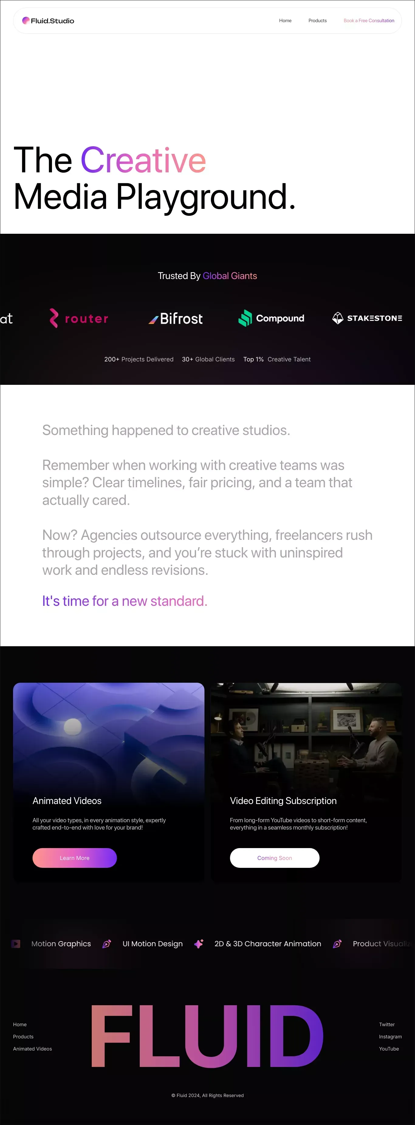Fluid Studio - website design