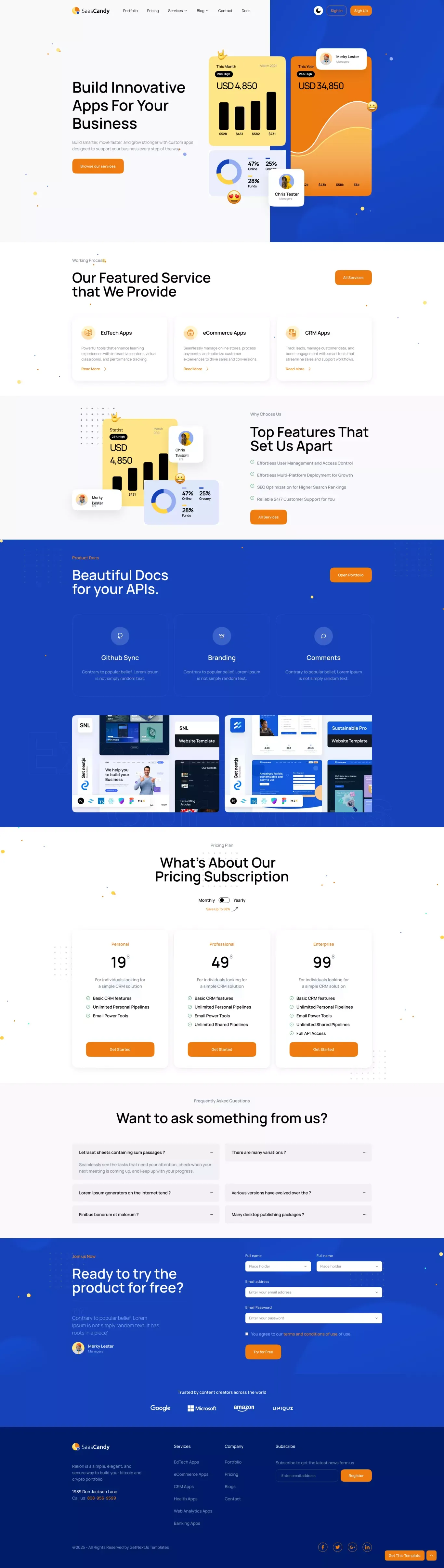 SaaSCandy Website Template for Modern SaaS Startups - Landing design