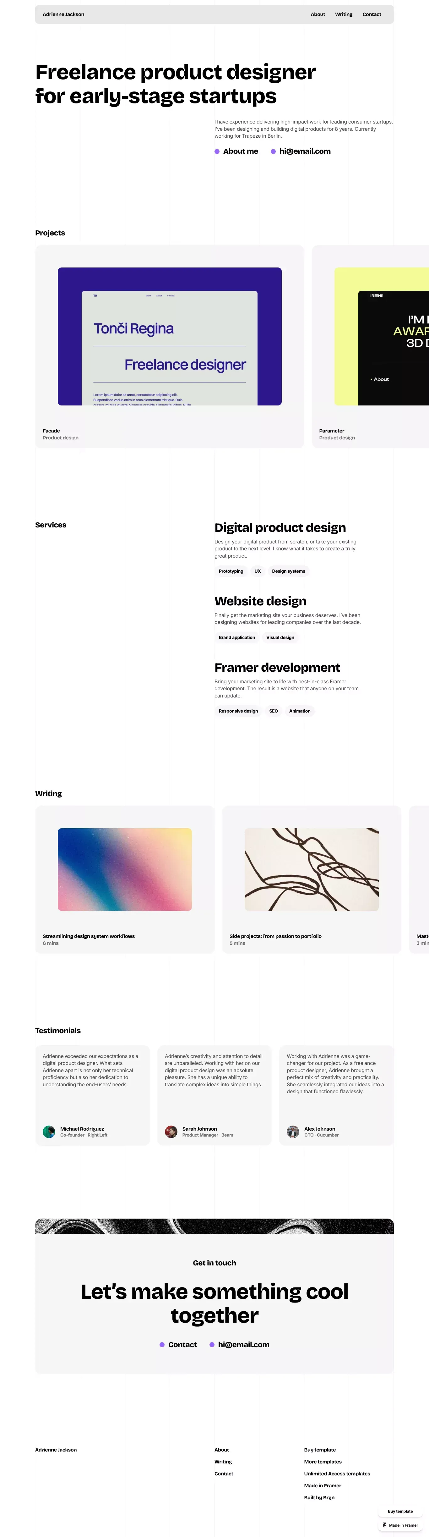 Lucid - Portfolio Template for Framer - Template design