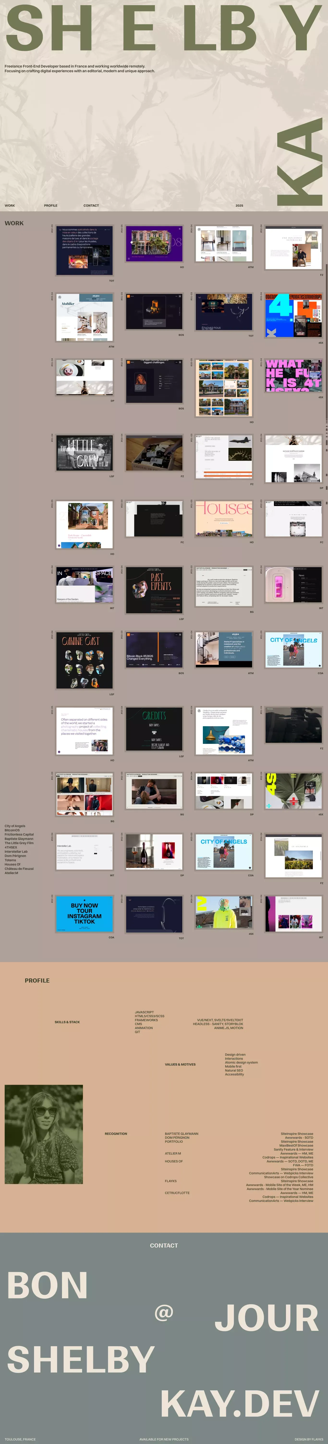 Shelby Kay • Freelance Front-End Developer - Portfolio design