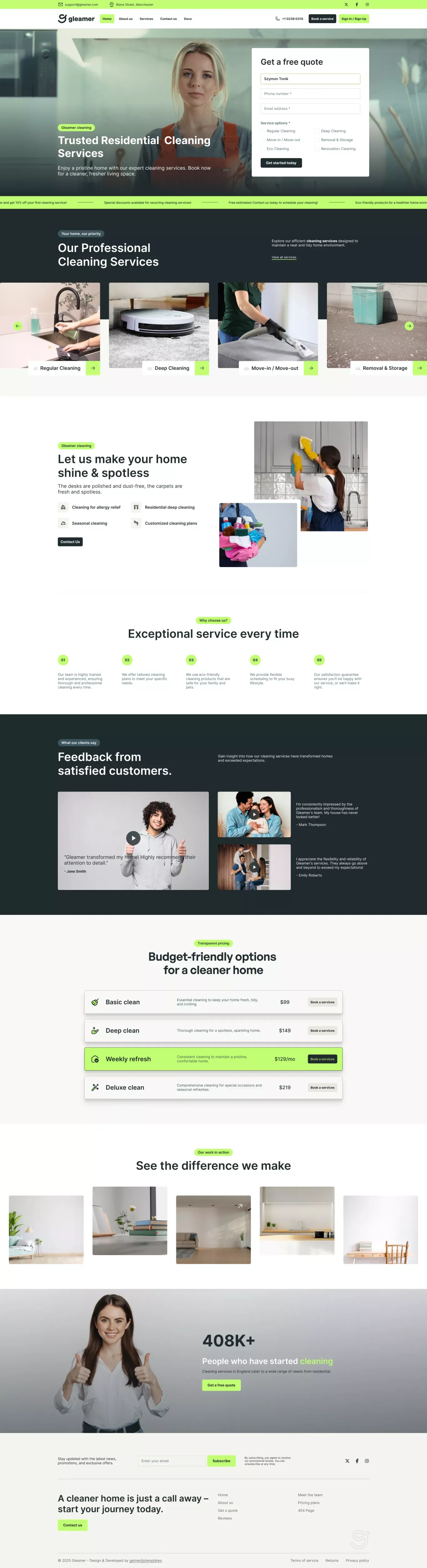 Gleamer Nextjs Website Template - Template design