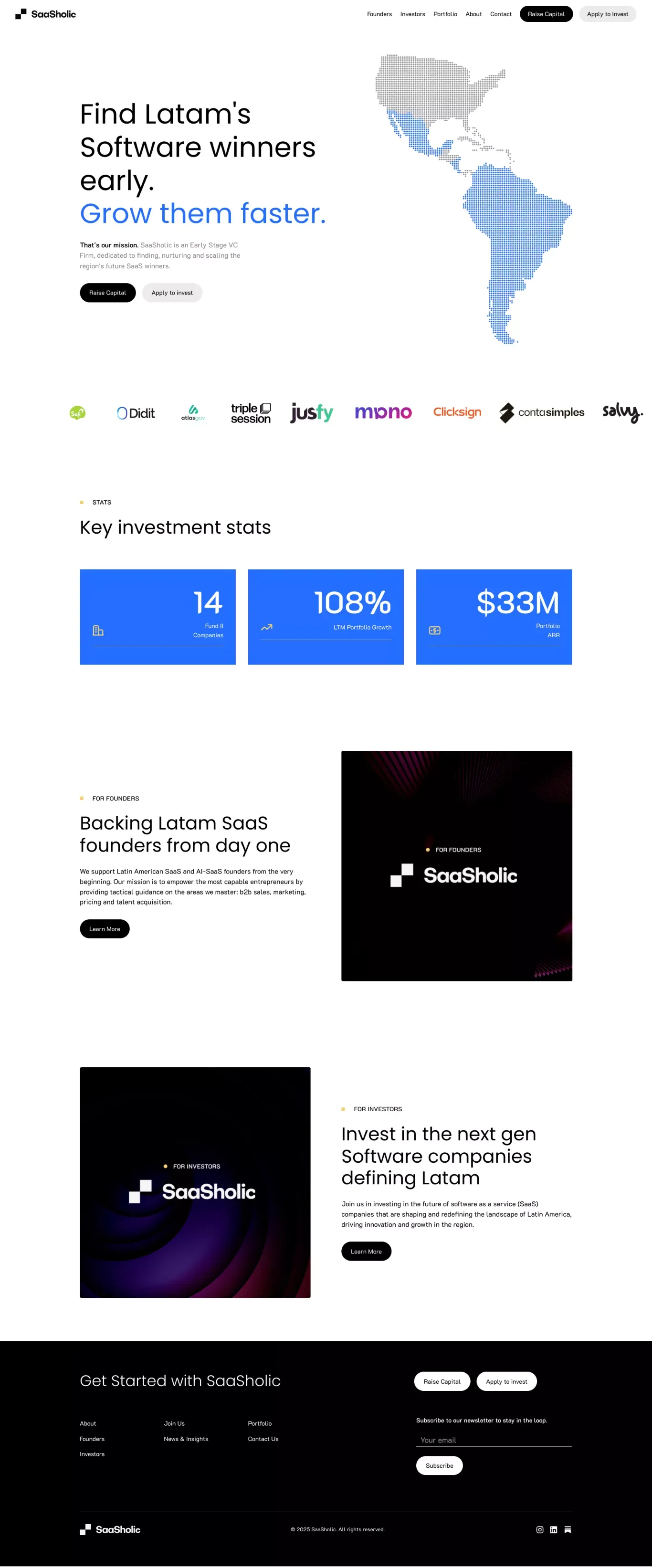 SaaSholic Ventures | Invest in Latam’s Top SaaS Startups - Landing design