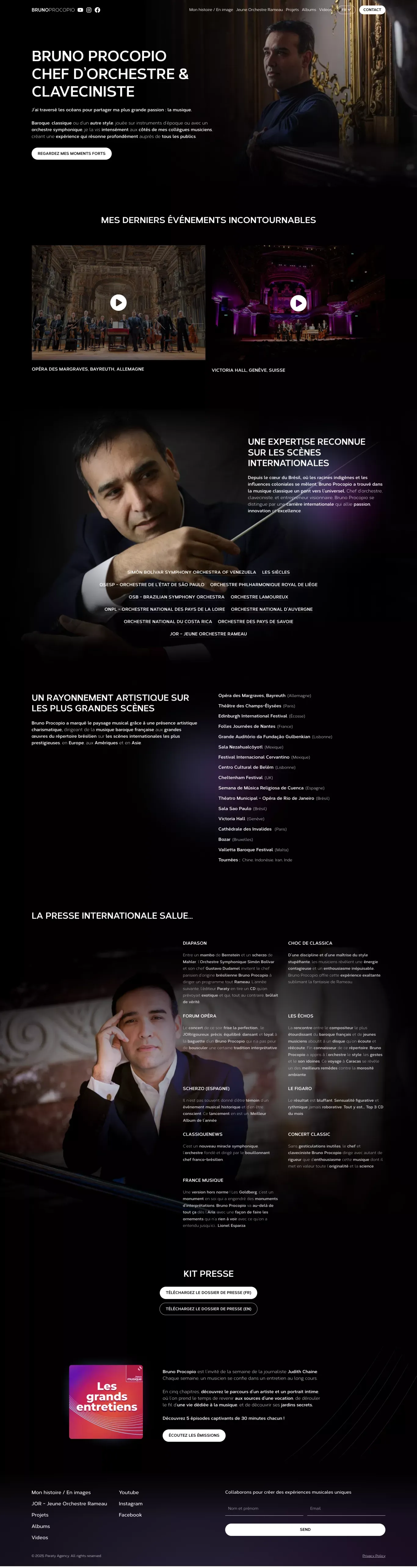 Bruno Procopio chef d’orchestre & claveciniste - Landing design