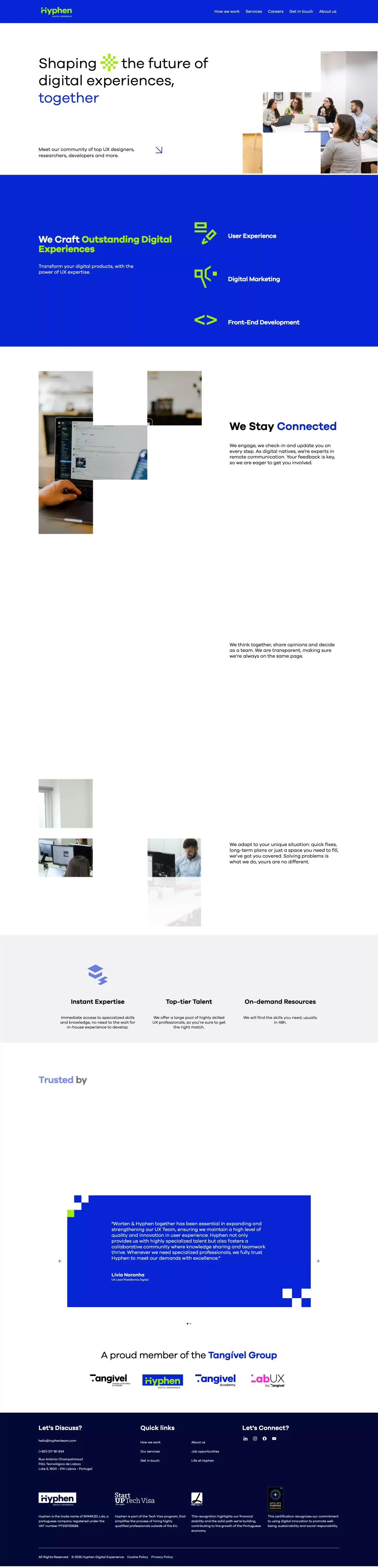 Hyphen - Digital Experience Creators - Landing design
