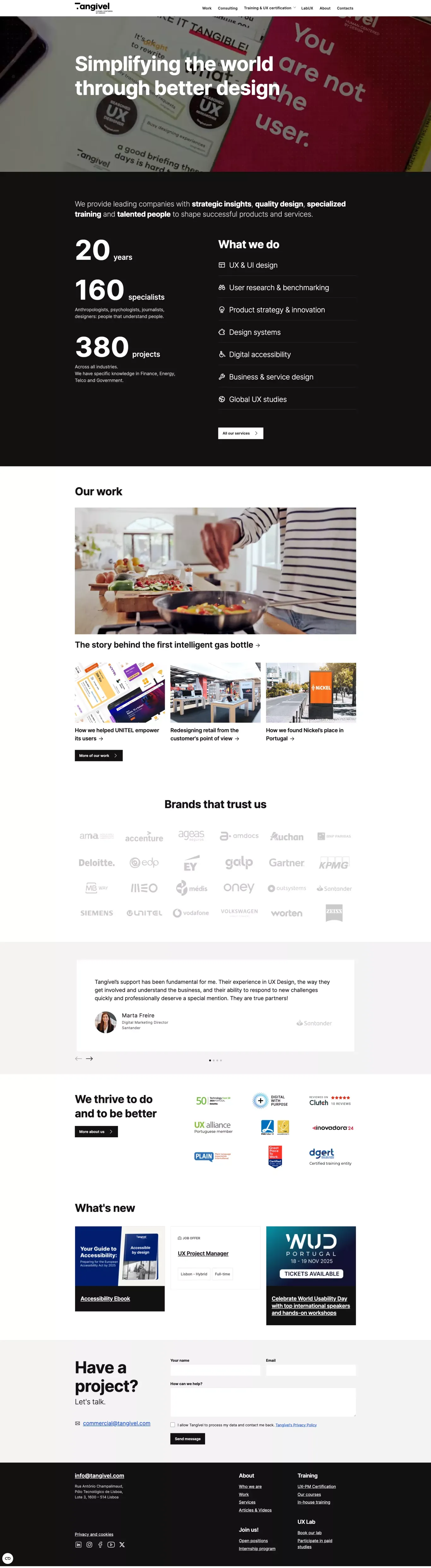 Tangivel - Human-centered by design - Landing design