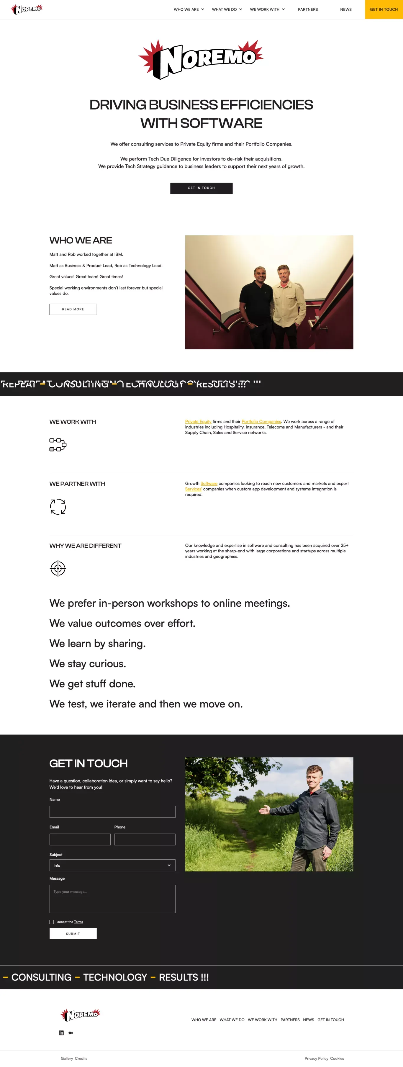 Noremo.uk - Consulting and technology firm - Landing design