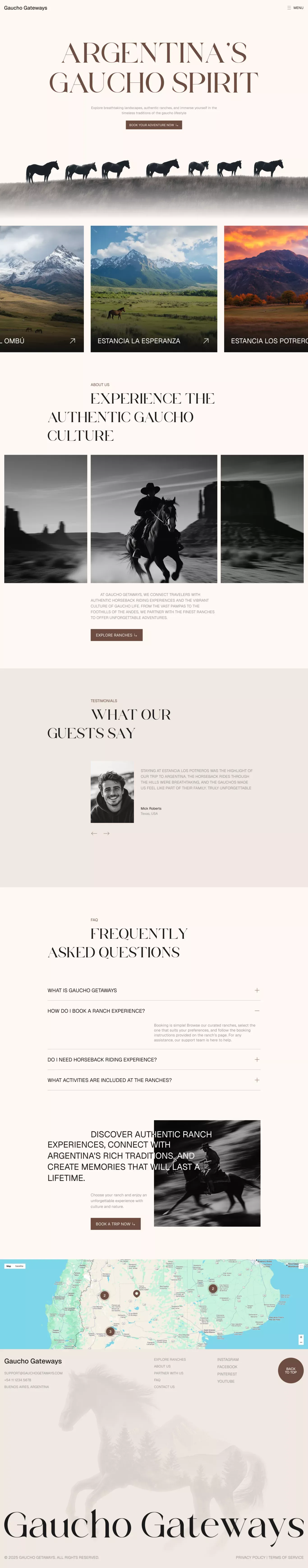 Authentic Gaucho Ranch Holidays Argentina | Gaucho Getaways - Ecommerce design