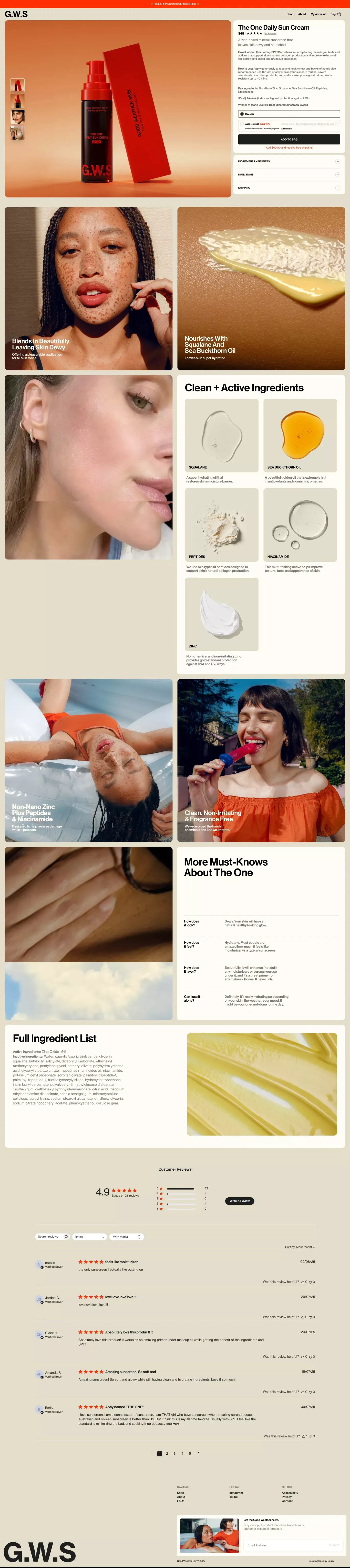 The One Daily Sun Cream | Good Weather Skin - Product page design