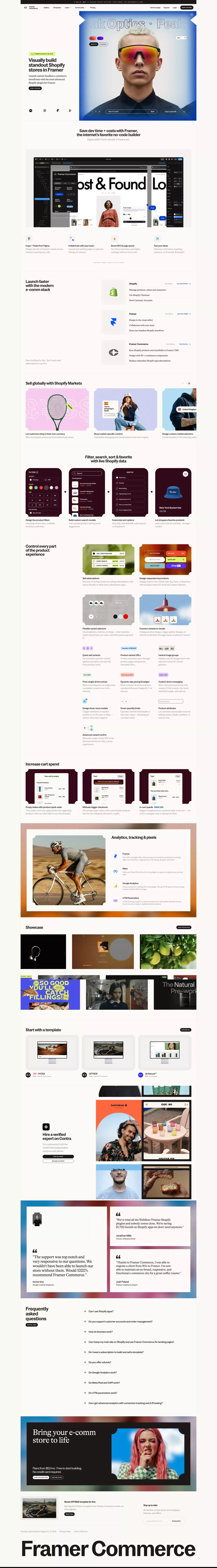 Framer Commerce | Shopify x Framer - Landing design