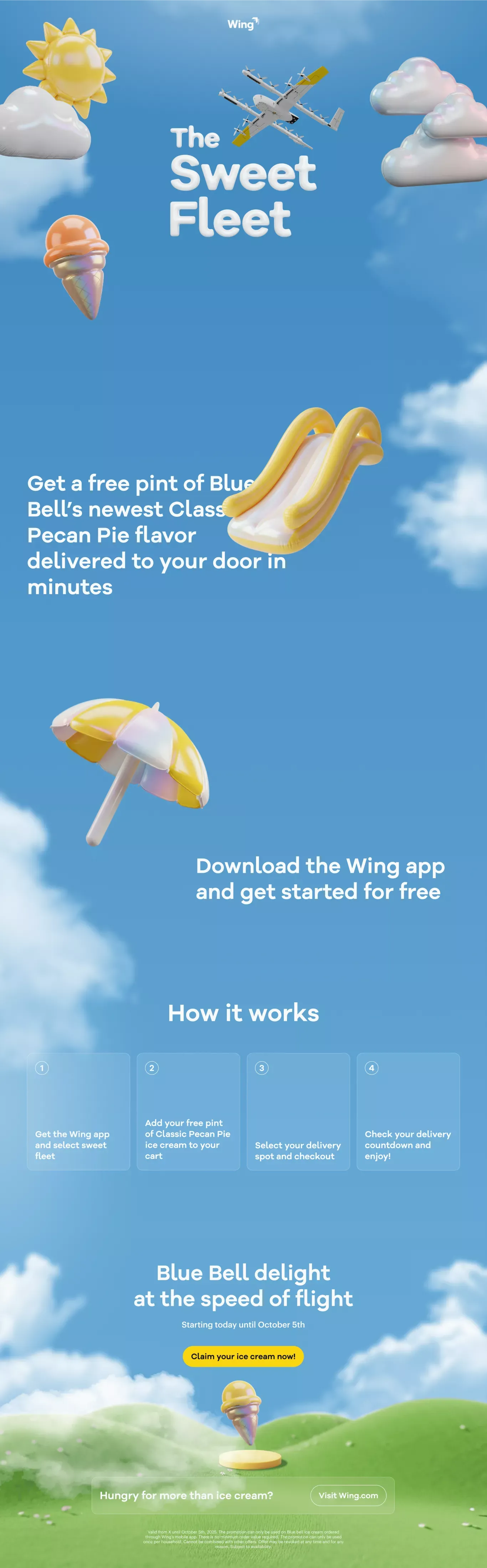 Free Blue Bell Classic Pecan Pie Ice Cream | Wing Delivery - Landing design