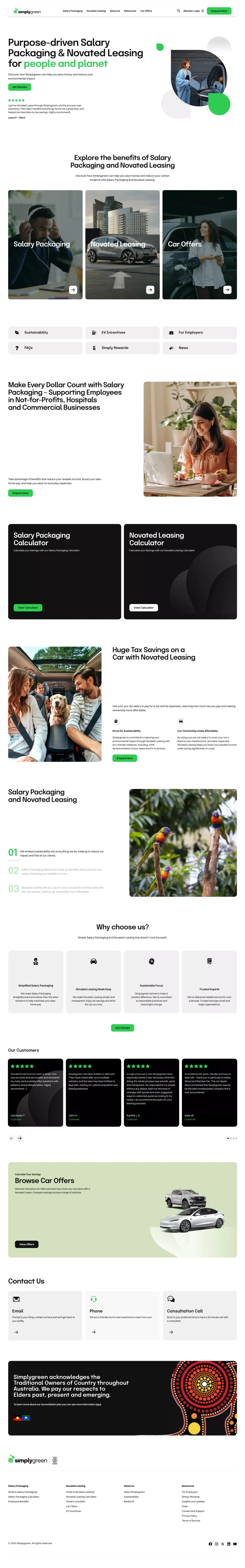 Simplygreen | Salary Packaging | Novated Leasing - Landing design