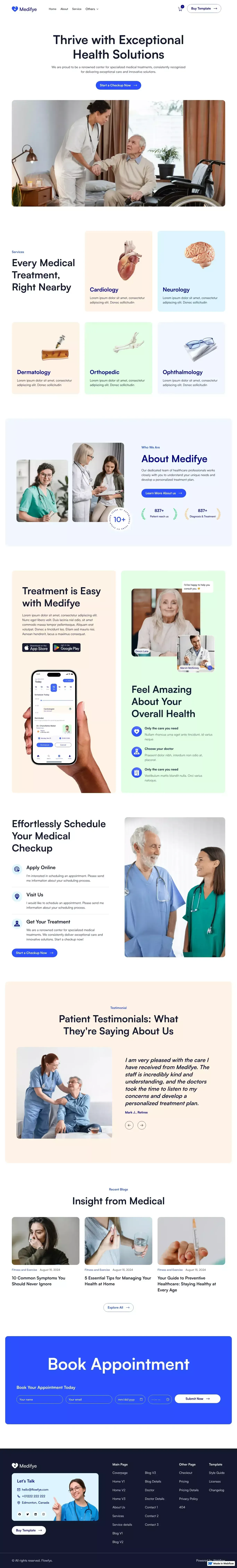 Medifye - Webflow website template - Template design