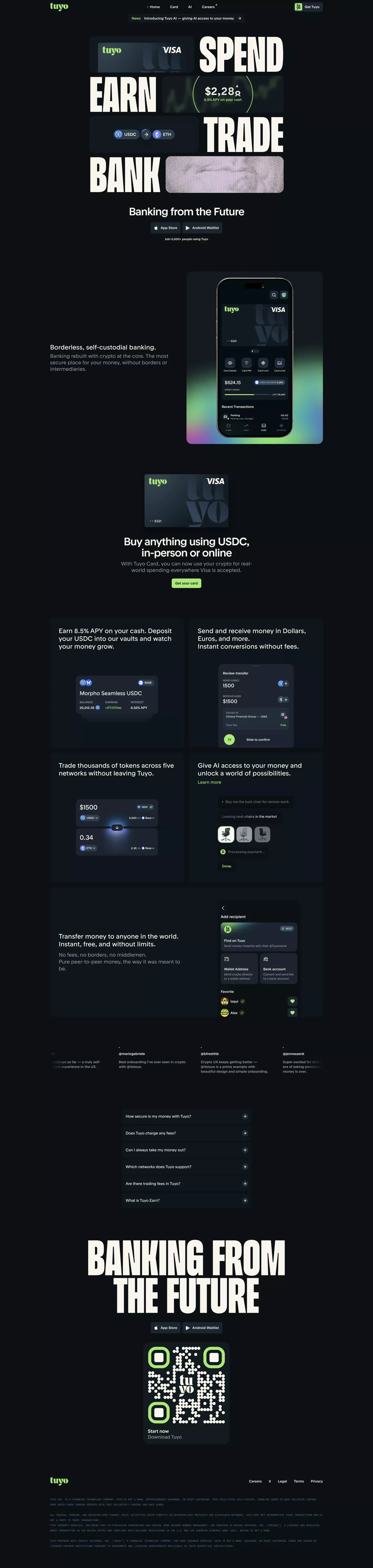 Tuyo | Banking from the Future - Landing design