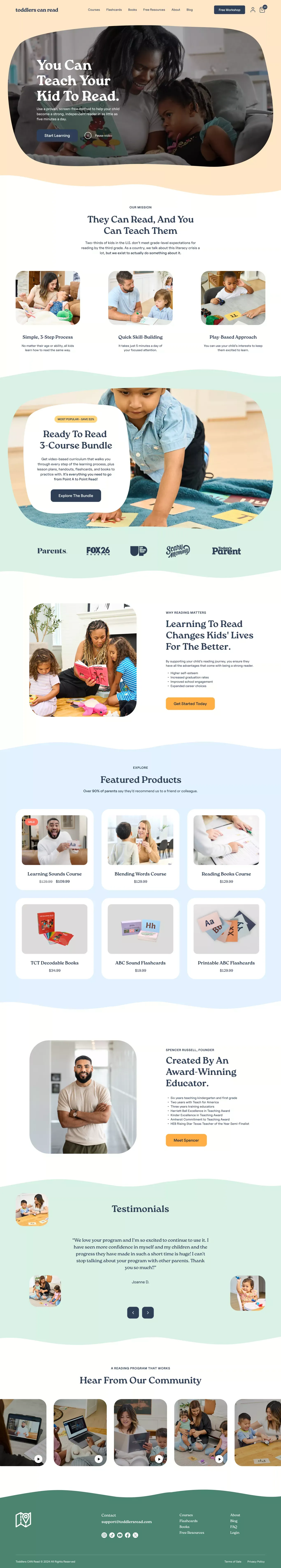 Toddlers CAN Read - Ecommerce design