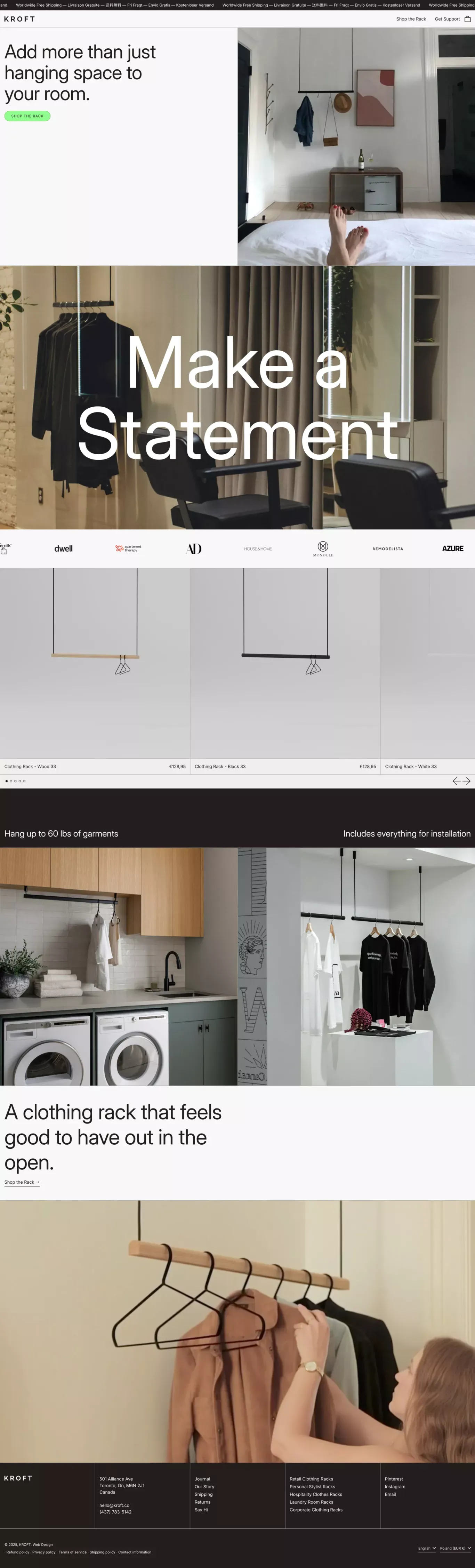 Modern Hanging Clothing Racks – KROFT - Ecommerce design