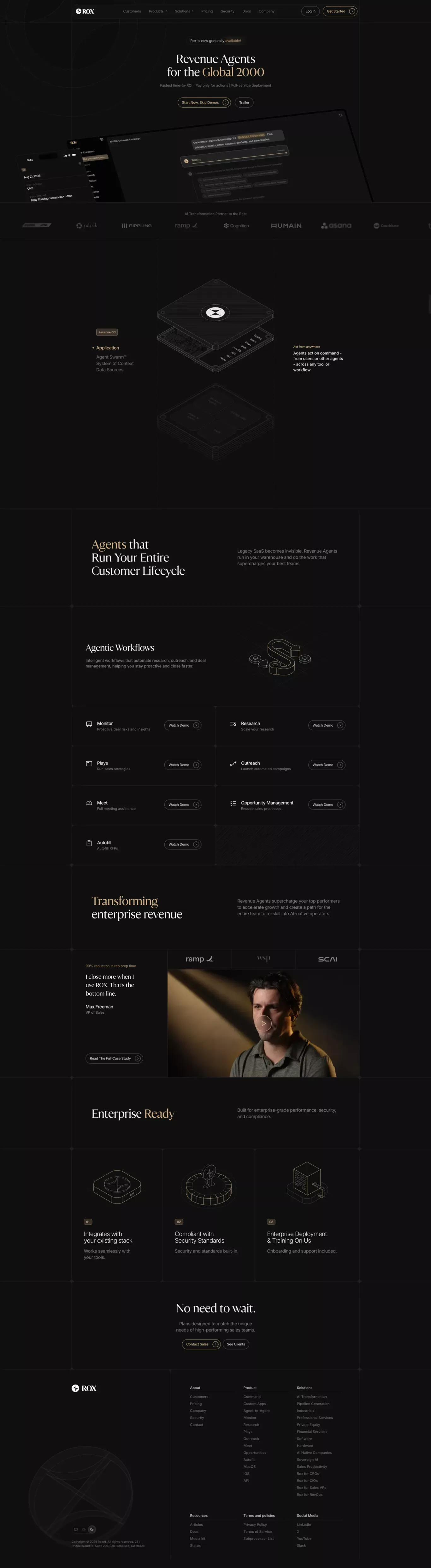 Rox | AI-Powered Sales Productivity Platform - Landing design