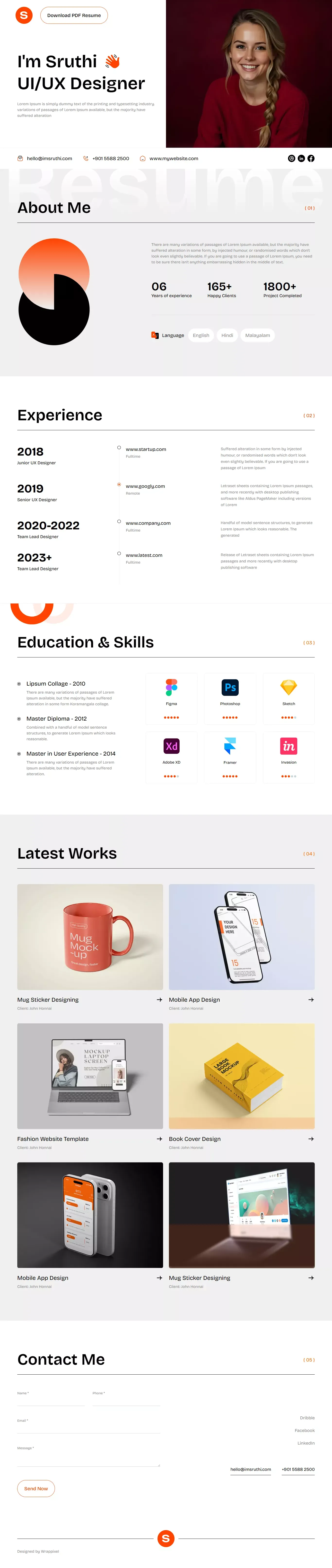 Modern Resume Next.js Template for Developers & Designers - Template design