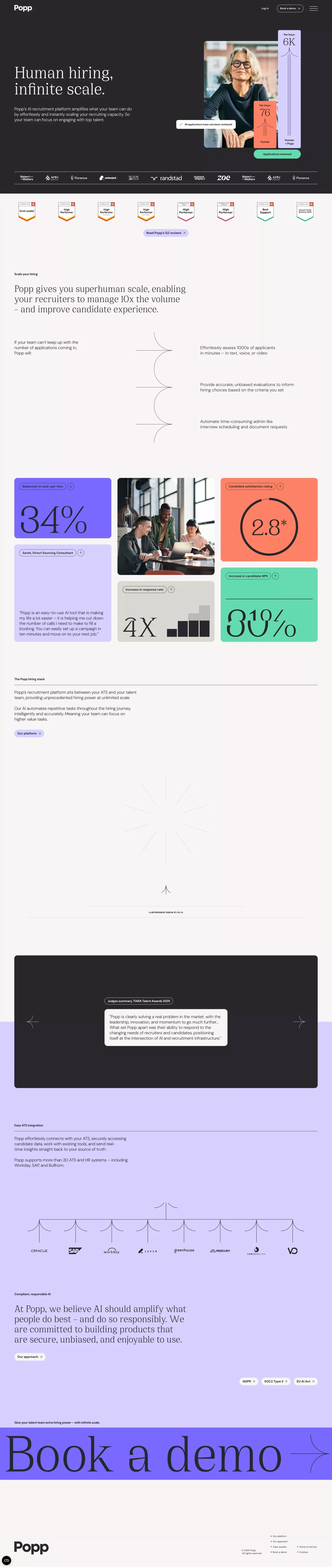 Popp | Human hiring, infinite scale. - Landing design