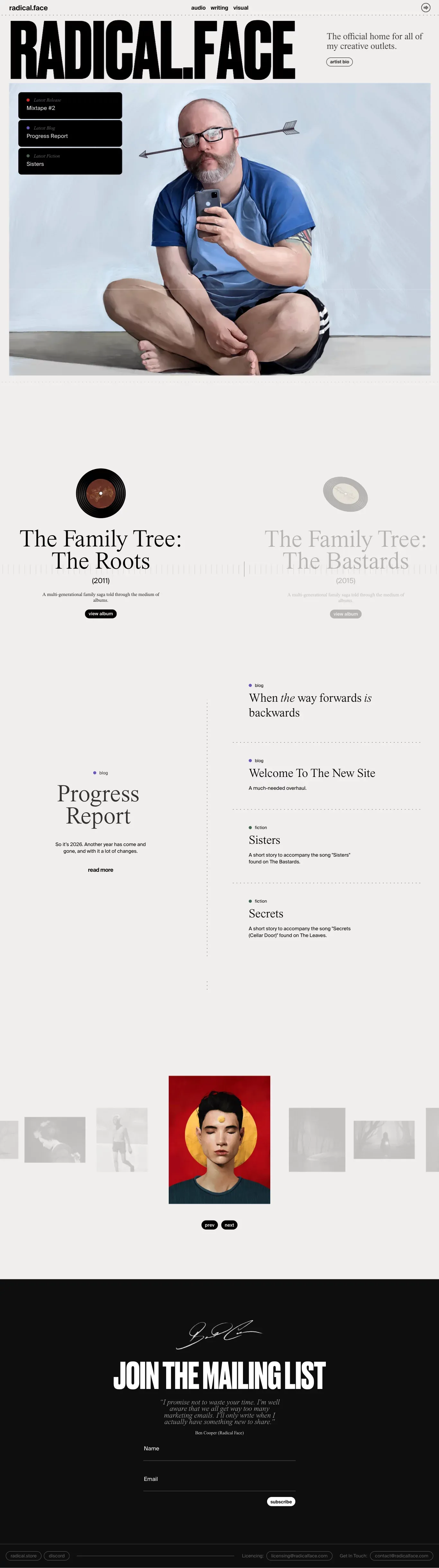 Radical Face - Music, Writing, and Art | Radical Face - Portfolio design