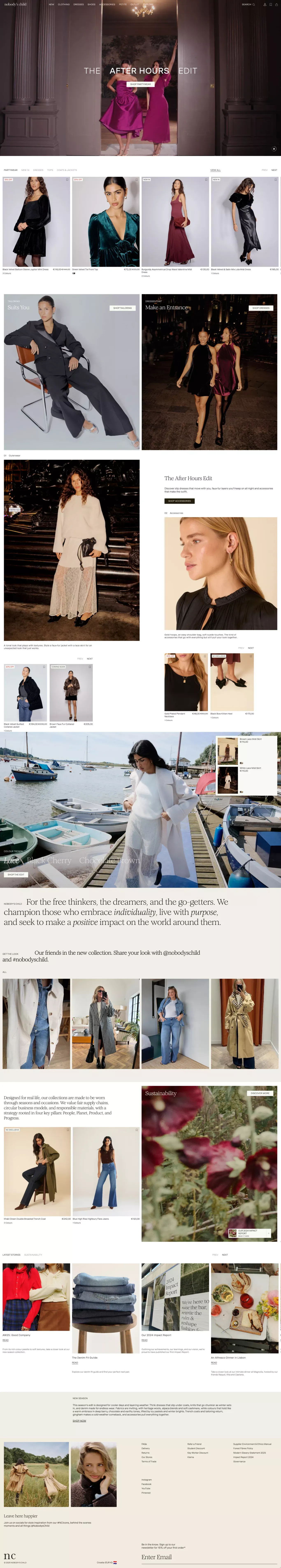 Nobody's Child | Carefully Crafted Fashion - Ecommerce design