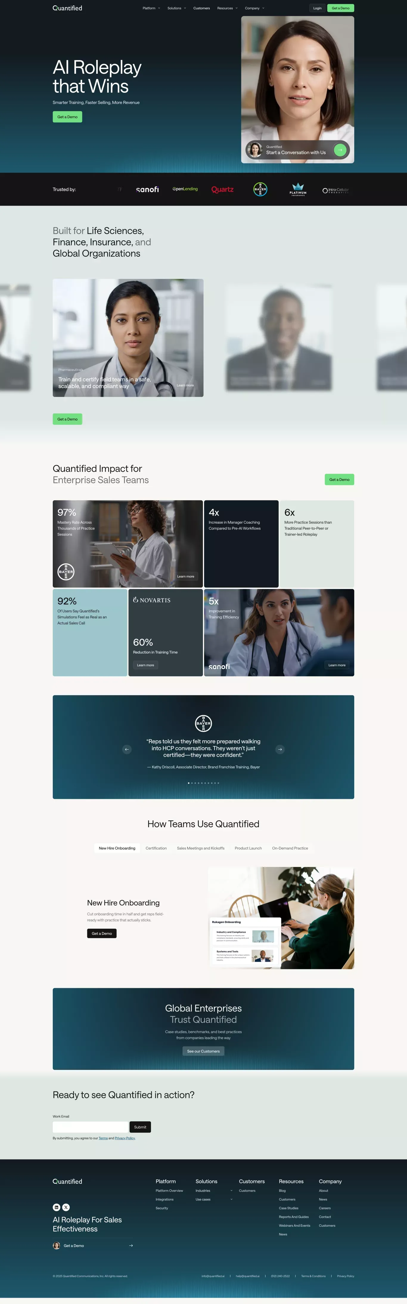 Quantified - Landing design