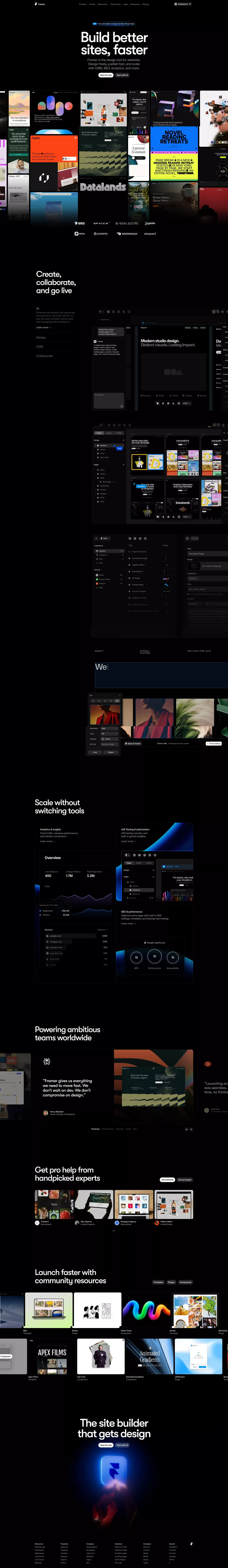 Framer: Create a professional website, free. No code website builder loved by designers. - Landing design