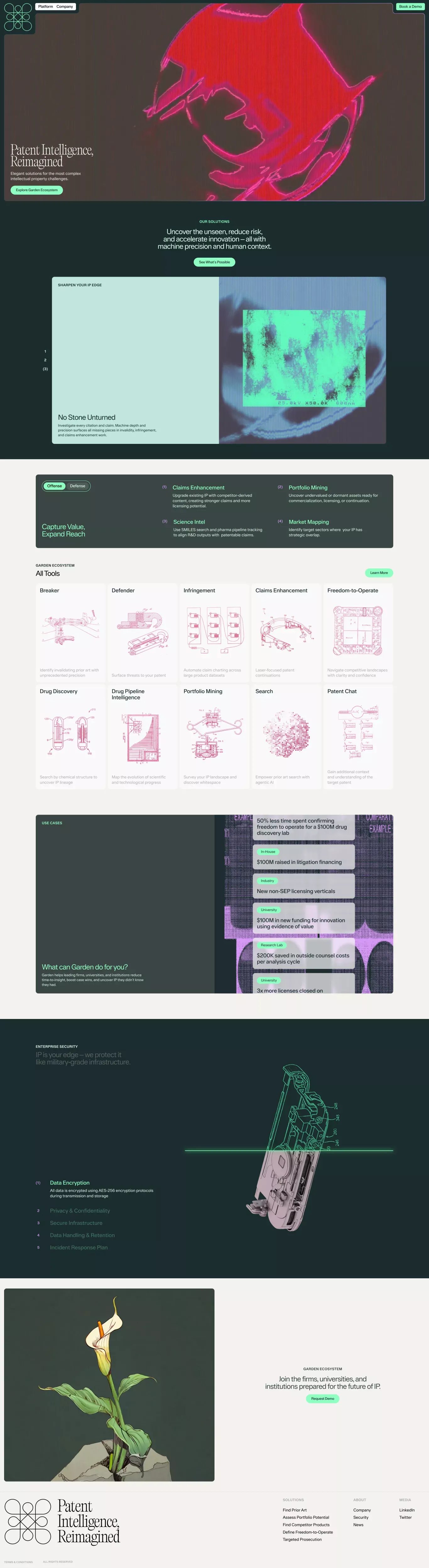 Garden | Patent Intelligence, Reimagined - Landing design