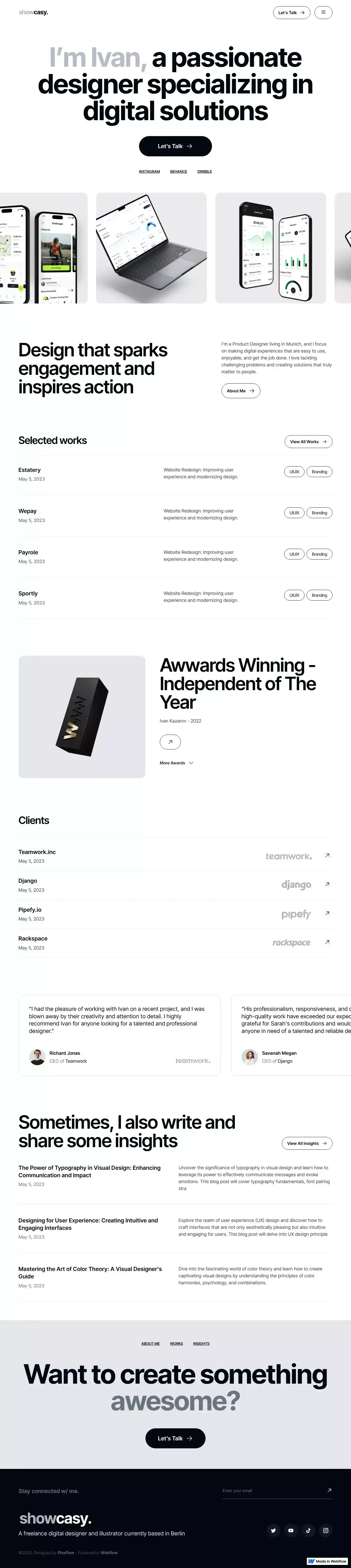Showcasy - Webflow HTML Website Template - Template design