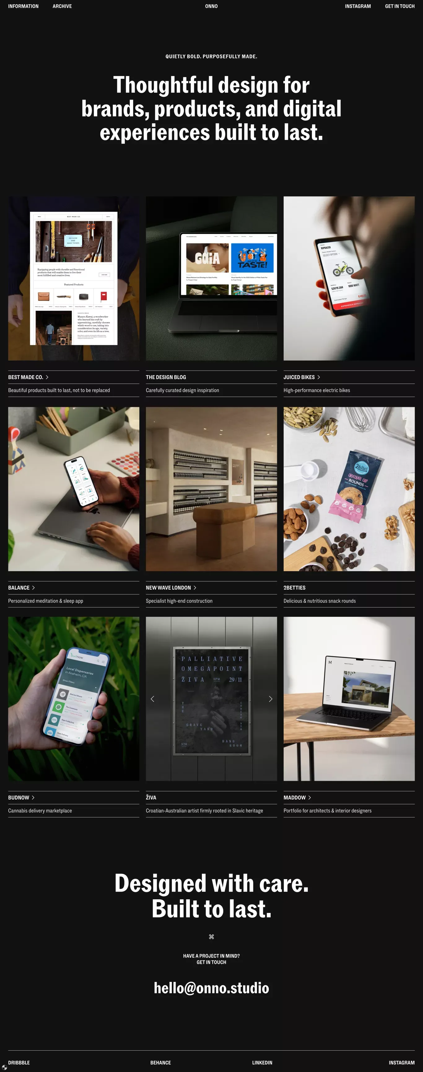 ONNO - Digital & Brand Design Studio - Portfolio design