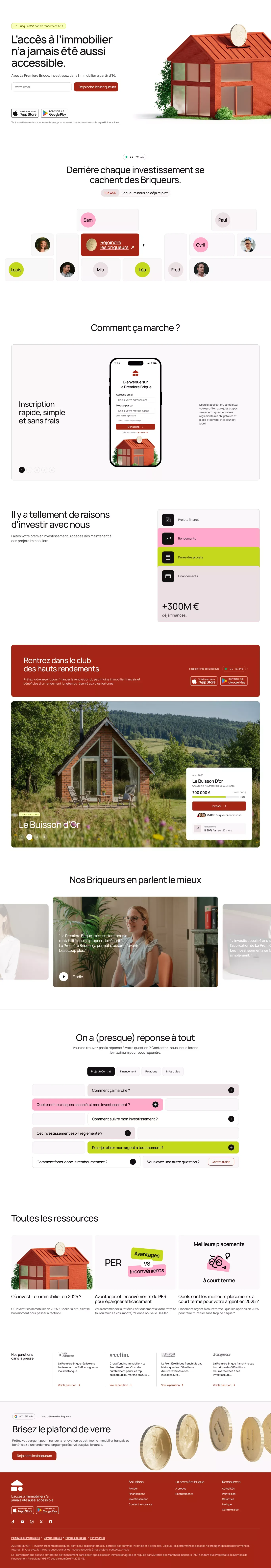 La Première Brique | L'investissement commence avec La Première Brique - Landing design