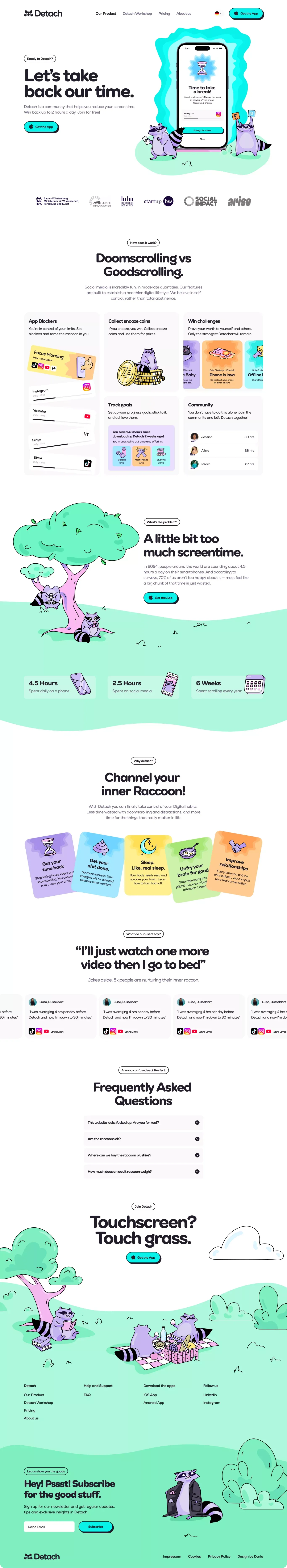 Detach | Detach App - Landing design